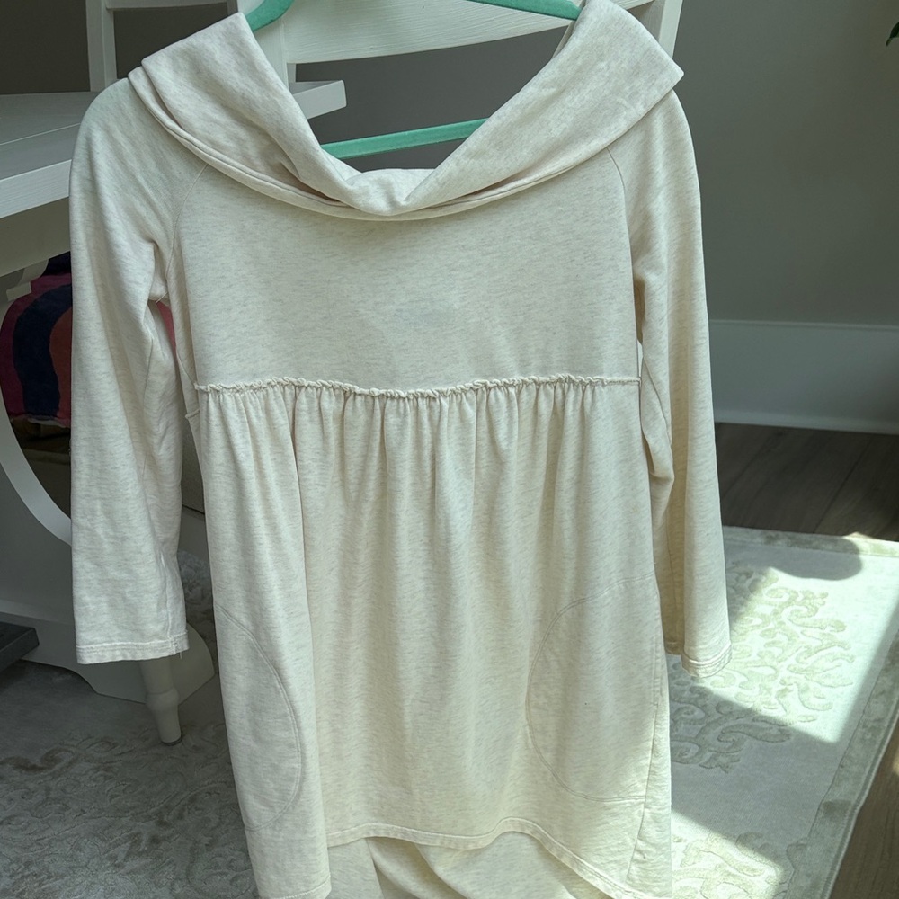 Anthropologie Cream Cowl Neck Dress